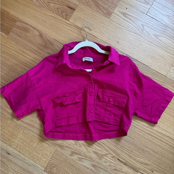 Showpo Hot Pink Collared Crop Cargo Shirt Cotton Barbiecore - US 6 - Picture 3 of 8